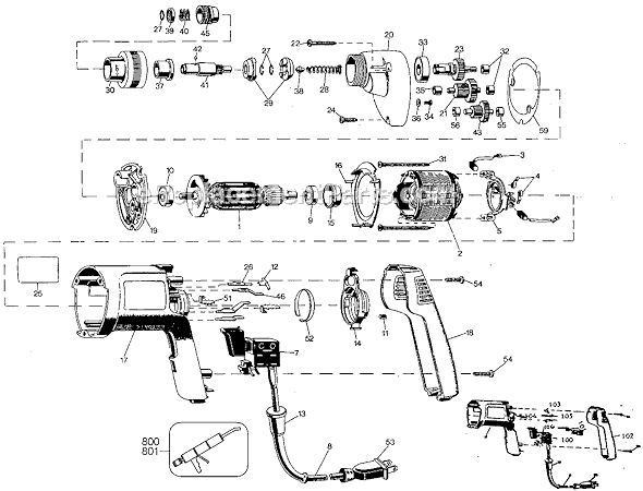 Page A Diagram and Parts List for 2045 Type 100 Black and Decker Electric Drill